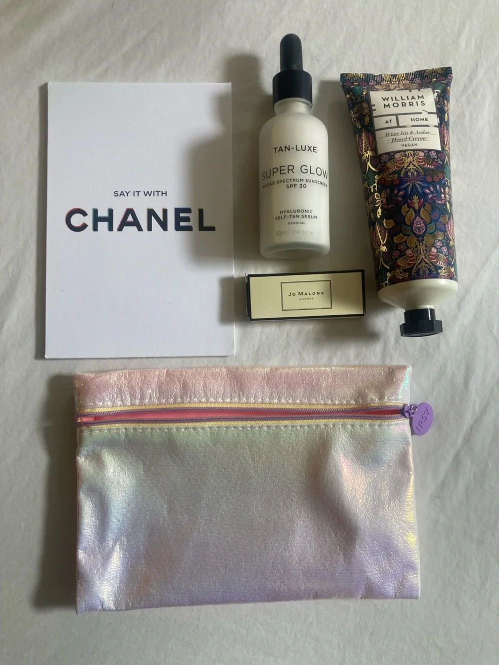 5 Pc Luxury Self-Care Bundle - Iridescent Pastel Makeup Pouch